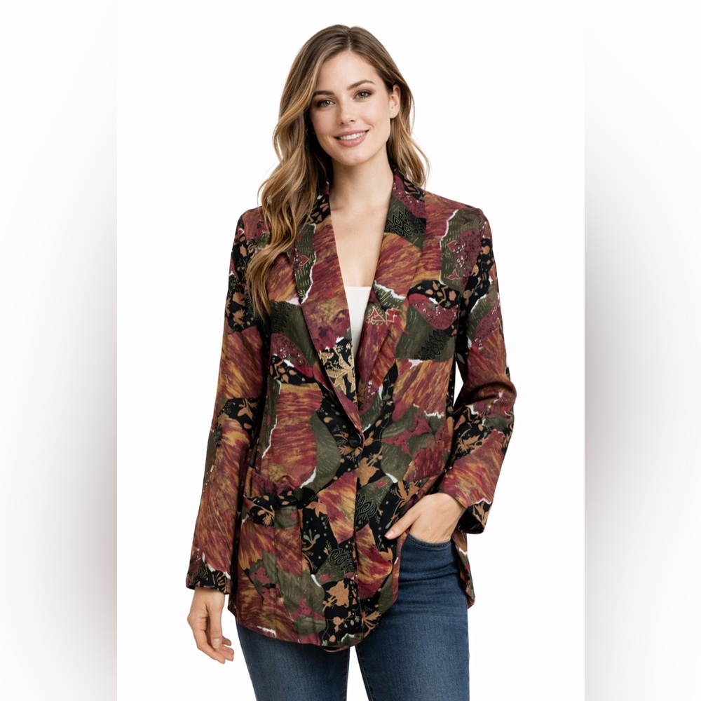 Vintage Art Print Pattern Blazer Women’s Statement Jacket